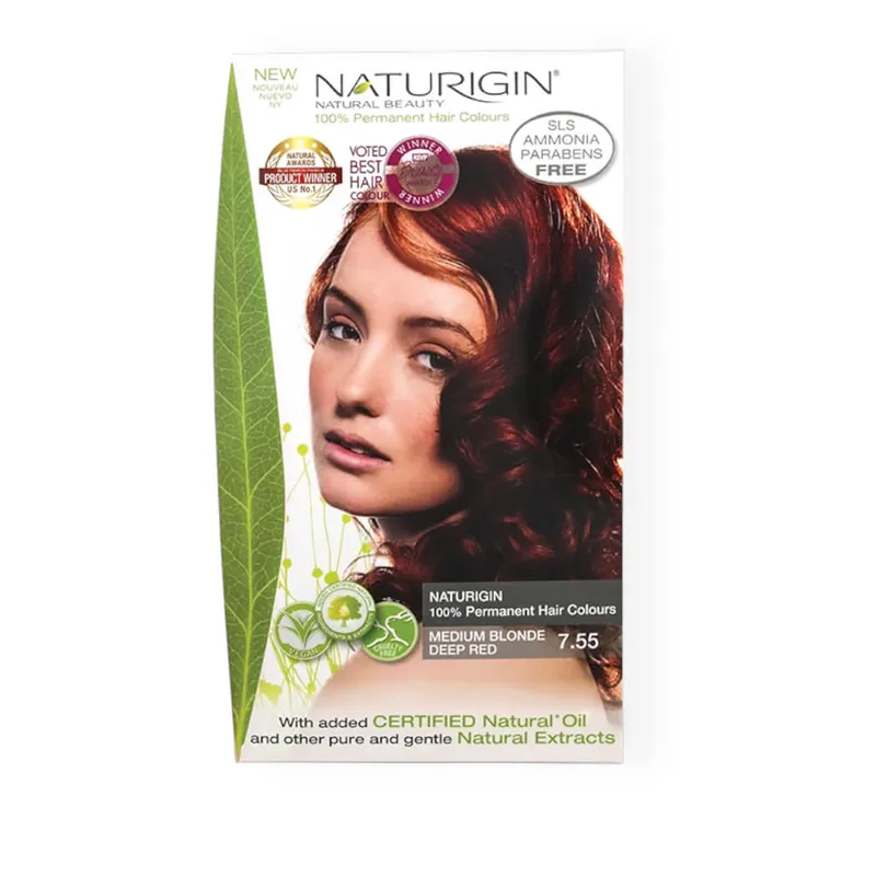 Naturigin Permanent Hair Colour – Medium Blonde Deep Red 7.55