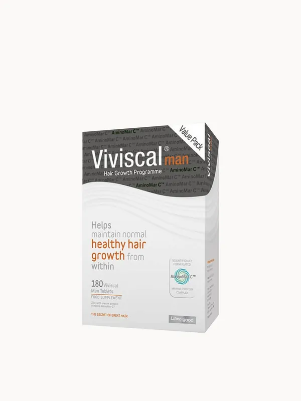 Viviscal Zinc and Flax Seed Hair Supplement Tablets for Men - 180 Tablets (3 Month Supply)