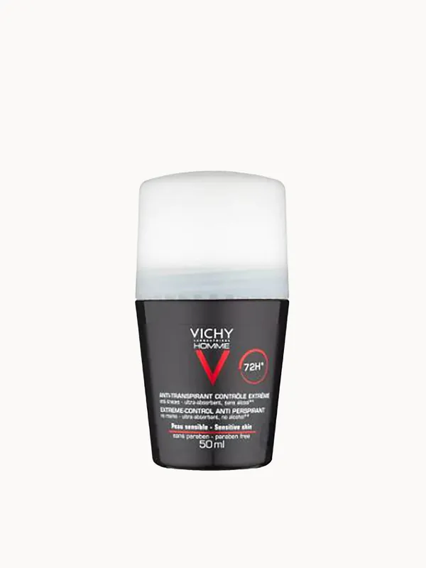 VICHY Homme Men's Deodorant Extreme-Control Anti-Perspirant Roll-On Sensitive Skin 50ml