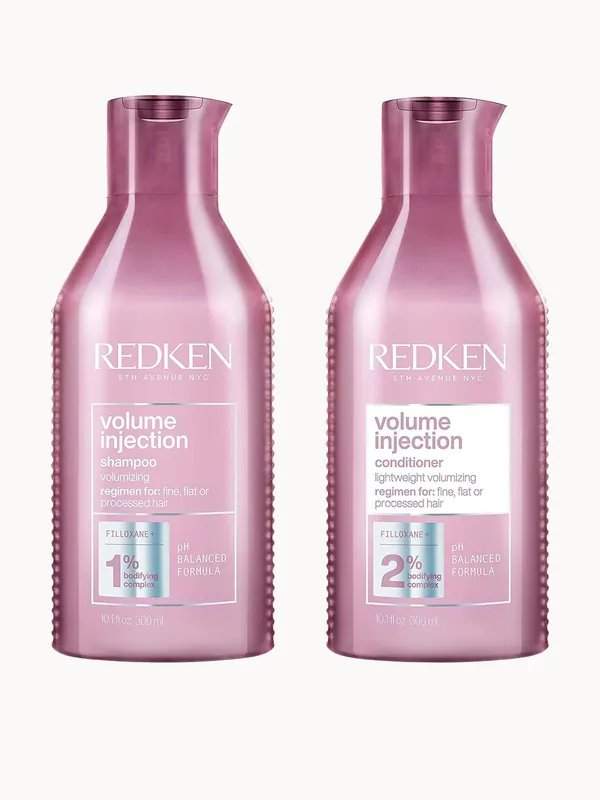 Redken Volume Injection Shampoo 300ml and Conditioner 300ml Set for Fine, Flat Hair, Adds Lift and Volume