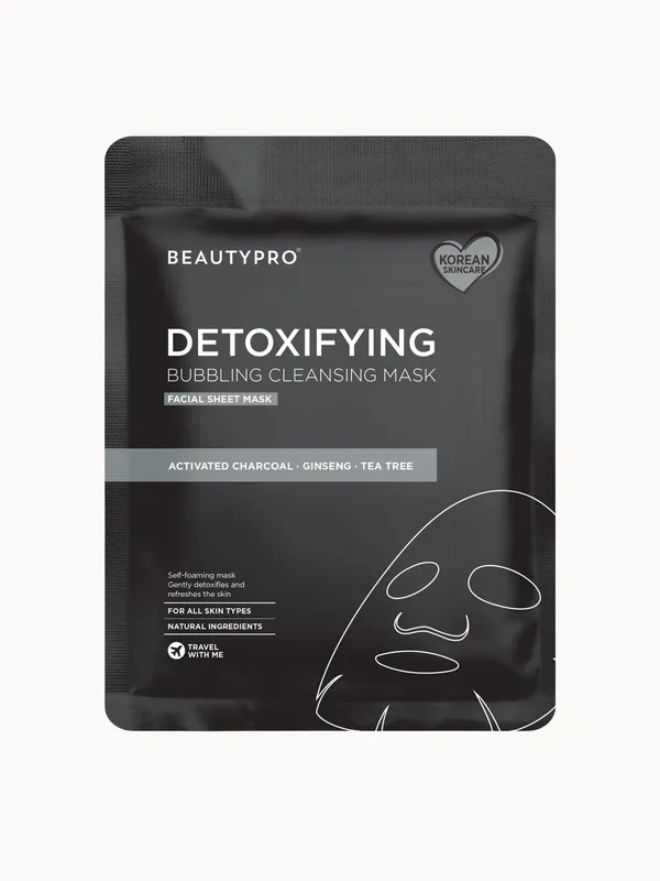 BEAUTYPRO Detoxifying Foaming Cleansing Sheet Mask with Activated Charcoal