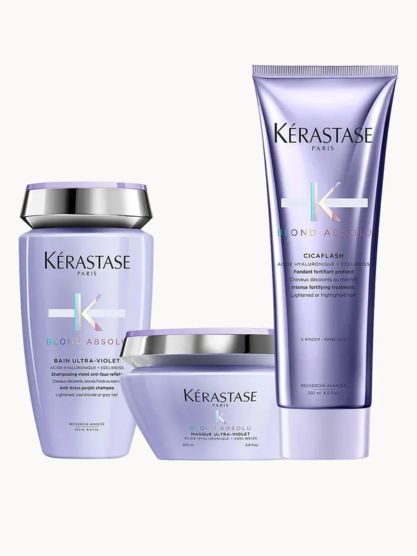 Kérastase Blond Absolu Ultra Violet Shampoo, Masque and Conditioner Trio