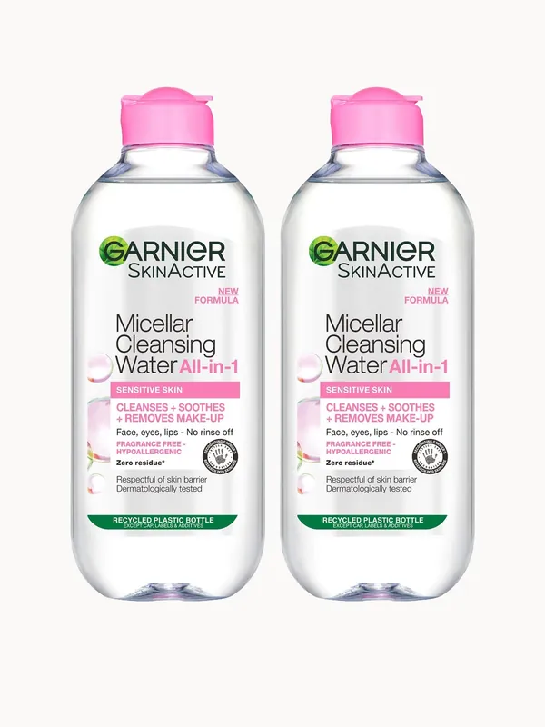 Garnier Micellar Water Facial Cleanser Sensitive Skin 400ml Duo Pack