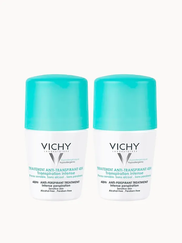 Vichy 48 Hour Intensive Antiperspirant Roll-on Deodorant for Sensitive Skin Bundle 2 x 50ml