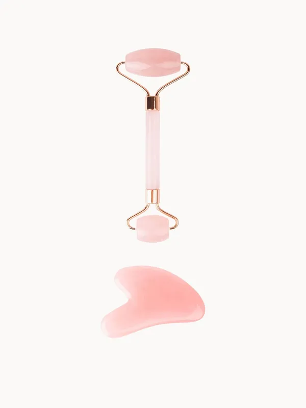 brushworks HD Rose Quartz Resin Roller & Gua Sha - The Ordinary