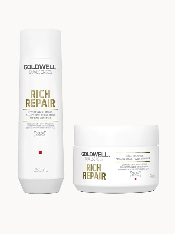 Goldwell Dualsenses Rich Repair Shampoo And 60 Second Treatment Mask Duo For Dry To Severely Damaged Hair (Worth £33.65)