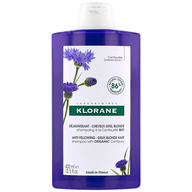 KLORANE Anti-Yellowing Shampoo with Organic Centaury for for White, Grey, Highlighted Hair 400ml
