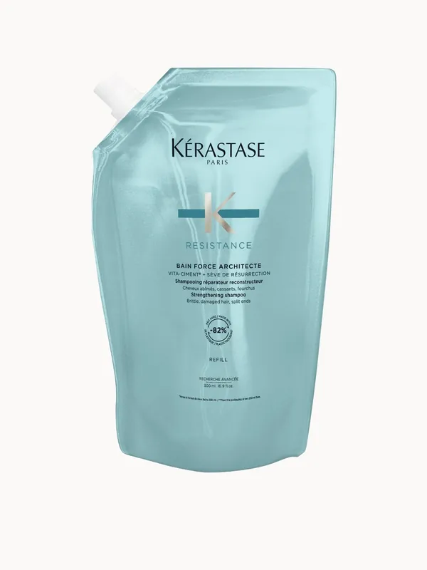 Kérastase Resistance Bain Force Architecte Refill Shampoo Pouch 500ml For Damaged Hair - Kerastase