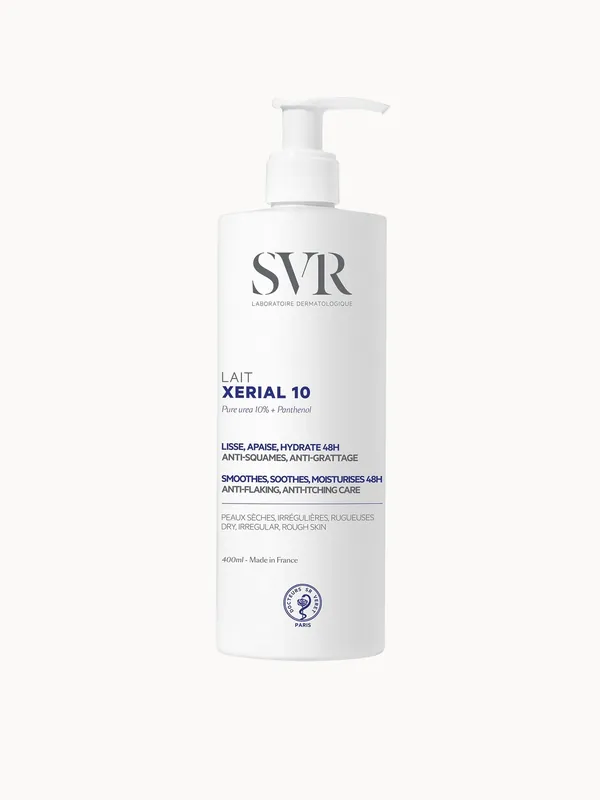 SVR XERIAL 10 Ultra-Rich, 10% Pure Urea & Shea Butter 48hr Body Moisturiser for Flaky, Scaly, Ashy, Extremely Dry Skin, 400ml