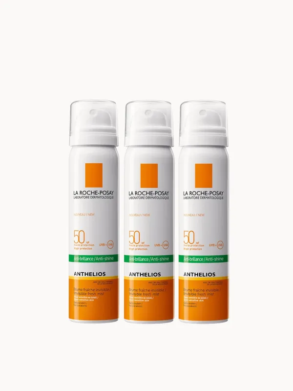 La Roche-Posay Anthelios Anti-Shine Sun Protection Invisible SPF50+ Face Mist 75ml Trio