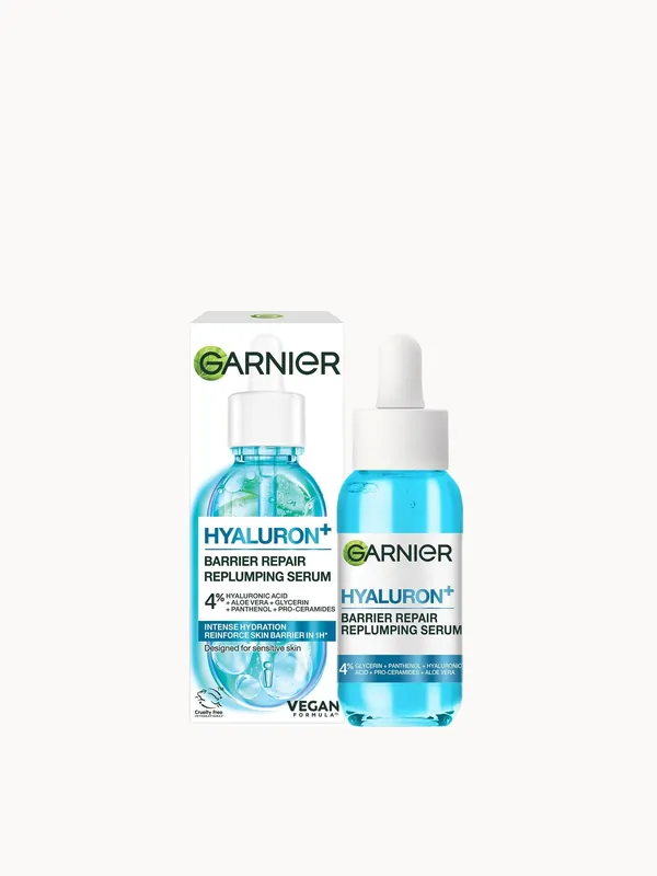 Garnier Hyaluron+ Barrier Repair Replumping Serum 4% [Glycerin + Panthenol + Hyaluronic Acid + Pro-Ceramides + Aloe Vera] 30ml