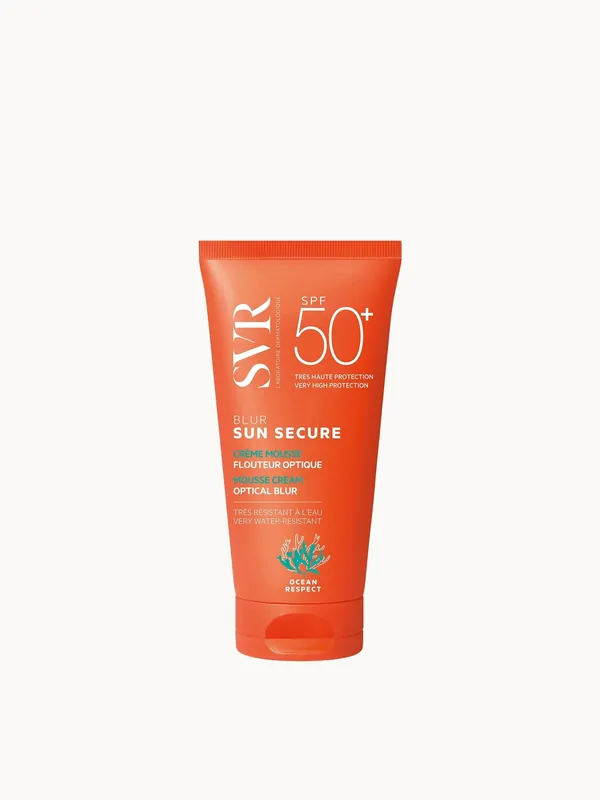SVR SUN SECURE BLUR SPF50+ Perfecting Soft-Focus Face SPF Mousse-Primer, Velvet Finish, Water-Resistant, Reef-Safe, 50ml