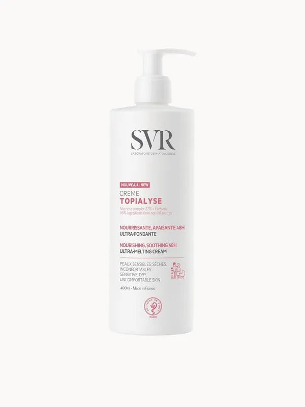 SVR TOPIALYSE 48hr Soothing, Calming Nourishing Face & Body Cream for Dry Sensitive Skin, All Ages, 400ml - SVR Laboratoires