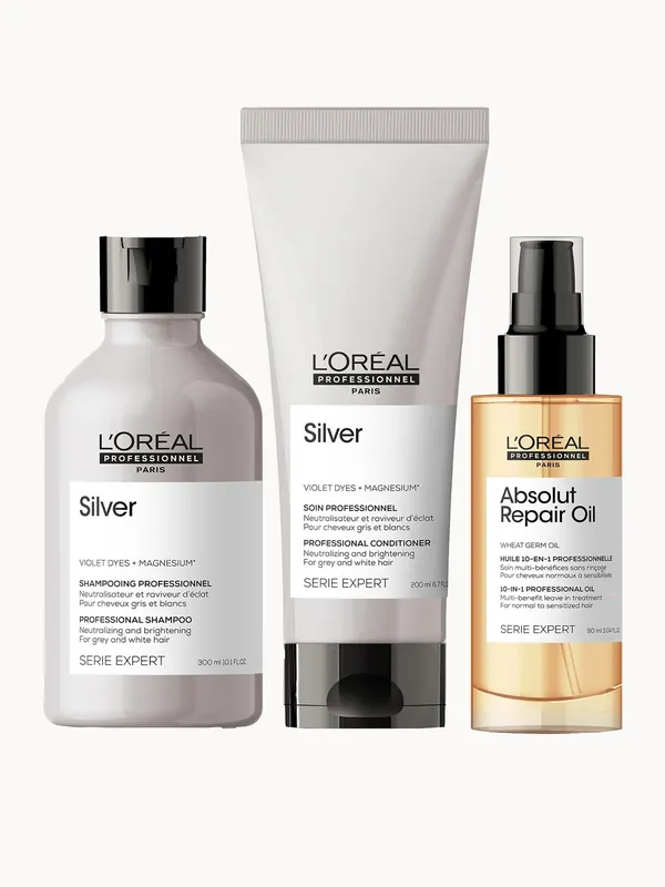 L'Oréal Professionnel Silver Shampoo, Conditioner and Oil Trio