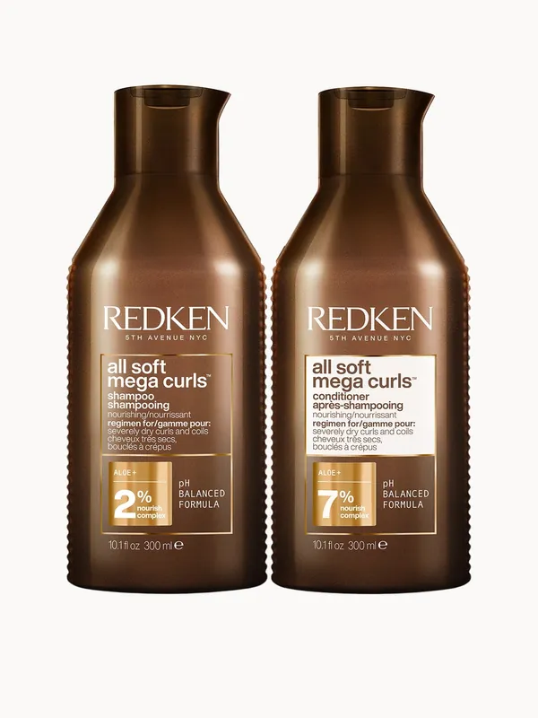 Redken All Soft Mega Curl Hydrating and Nourishing Shampoo and Conditioner Bundle for Curly and Coily Hair