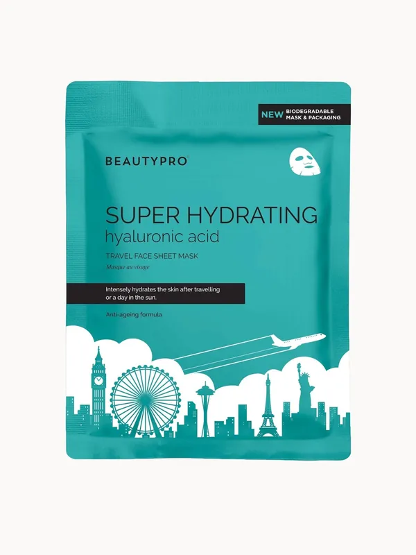BEAUTYPRO Super Hydrating Hyaluronic Acid Travel Face Sheet Mask