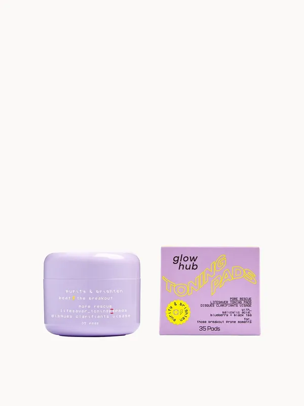 Glow Hub Purify & Brighten Pore Rescue Toning Pads 35pk - NIP+FAB