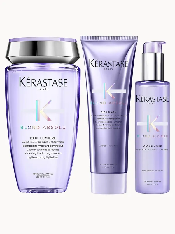 Kérastase Blond Absolu Shampoo, Conditioner and Treatment Hair Routine for Lightened or Highlighted Hair - Kerastase