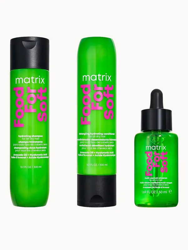 Matrix Food for Soft Hydrating Shampoo, Conditioner and Hair Oil with Avocado Oil and Hyaluronic Acid for Dry Hair Routine
