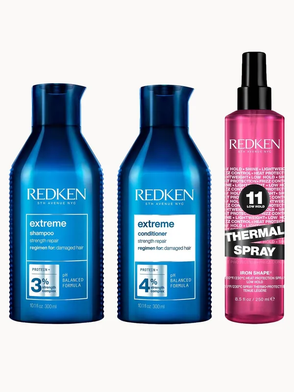 Redken Extreme Shampoo and Conditioner For Damaged Hair with Thermal Spray Heat Protector