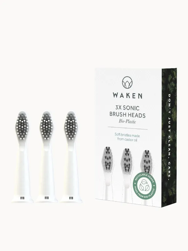 Waken Mouthcare Sonic Toothbrush Heads - White (Pack of 3)