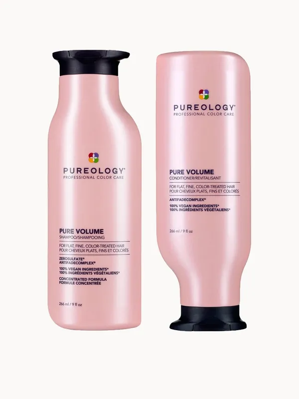 Pureology Pure Volume Shampoo and Conditioner Routine For Flat, Fine, Colour Treated Hair 266ml