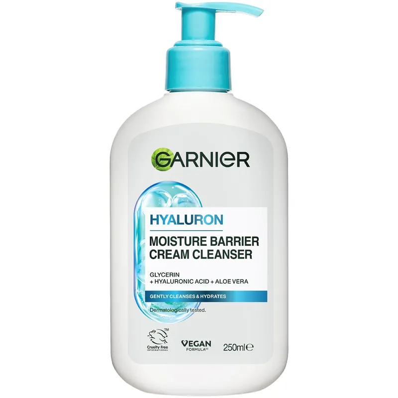 Garnier Hyaluron Barrier Protect Cream Cleanser, with Glycerin + Hyaluronic Acid + Aloe Vera 250ml - CeraVe