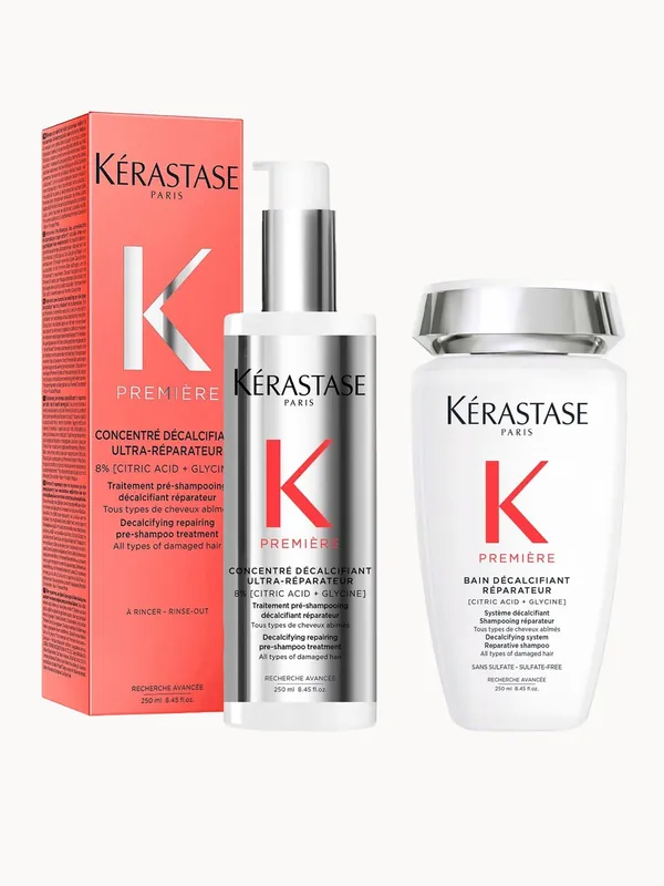 Kérastase Première Decalcifying Repairing Pre-Shampoo and Shampoo for Damaged Hair with Pure Citric Acid and Glycine