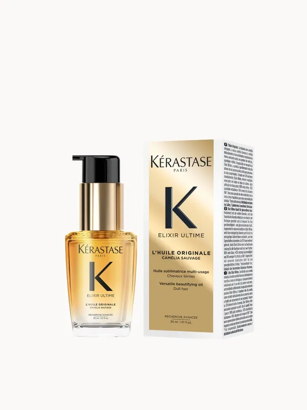 Kérastase Elixir Ultime Hair Oil L'Huile Originale, For All Hair Types with Argan Oil & Heat Protection 30ml - Kerastase