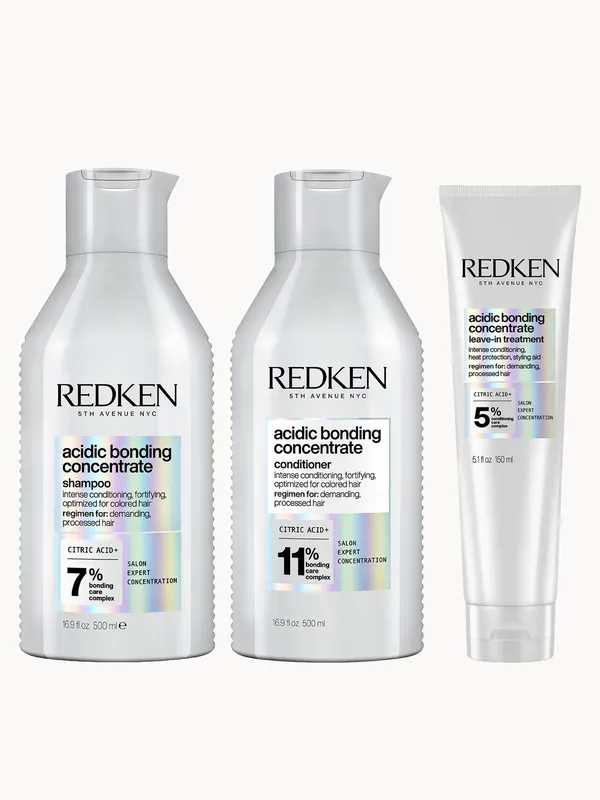 Redken Acidic Bonding Concentrate Shampoo 500ml, Conditioner 500ml and Leave-in Treatment 150ml Bond Repair Supersize Bundle