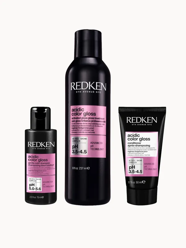 Redken Acidic Color Gloss Shampoo Mini 75ml, Activated Glass Gloss Treatment 237ml and Conditioner Mini 50ml (Worth £43.21)