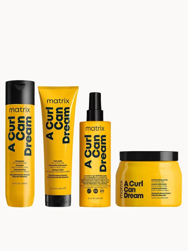 Matrix A Curl Can Dream Shampoo Hair Mask Moisturising Cream and Scrunch 'N' Go Defining Spray for Wavy and Curly Hair