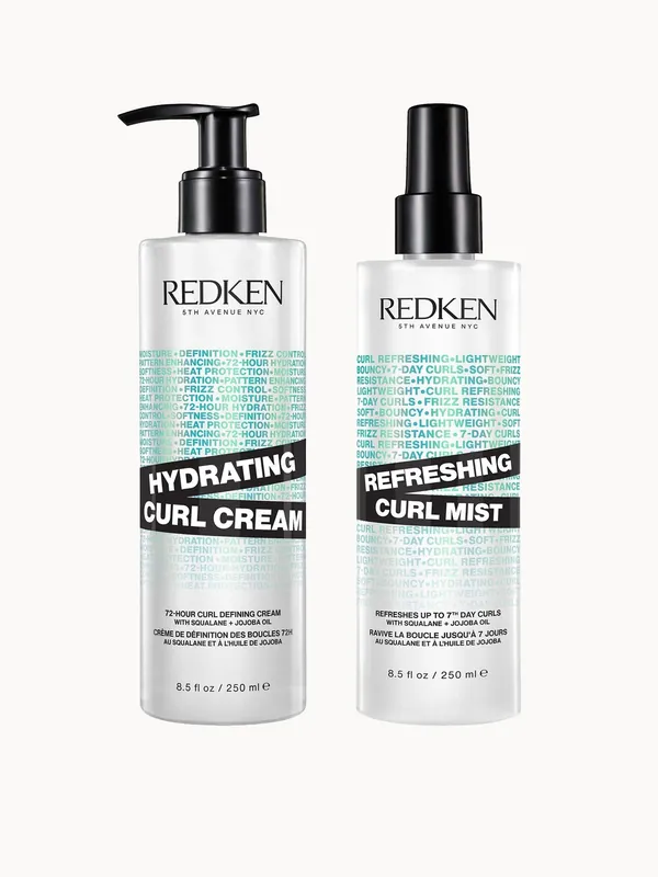 Redken Hydrating Curl Defining Cream and Refreshing Curl Hair Mist Bundle for Curly and Coily Hair