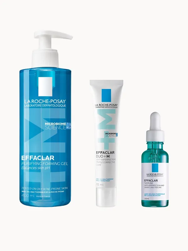 La Roche-Posay Breakout-Fighting Set- High Strength: Effaclar Cleanser, Serum and Corrective Care