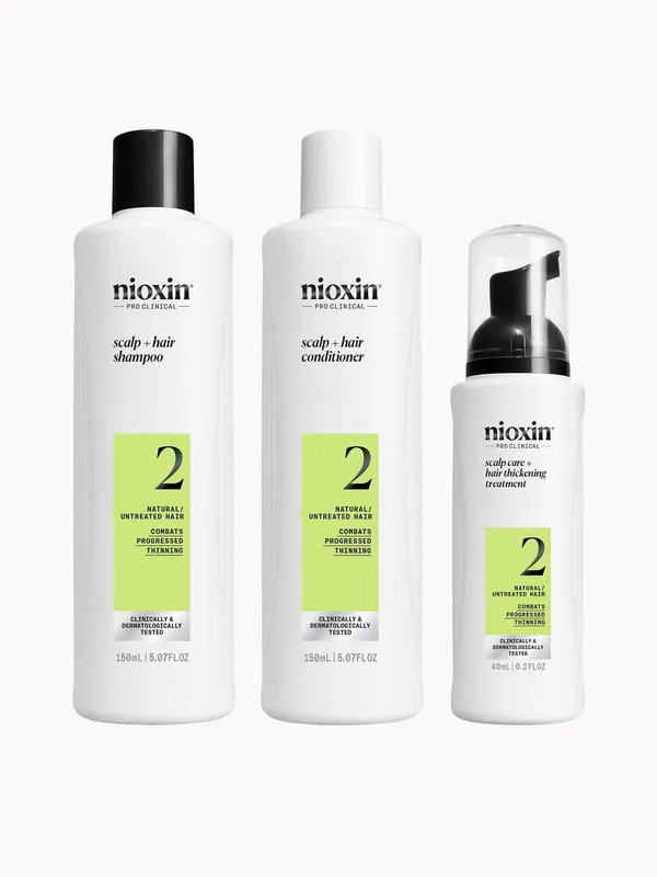 NIOXIN Scalp and Hair Thickening System 2 for Natural Hair with Progressed Thinning Trial Kit