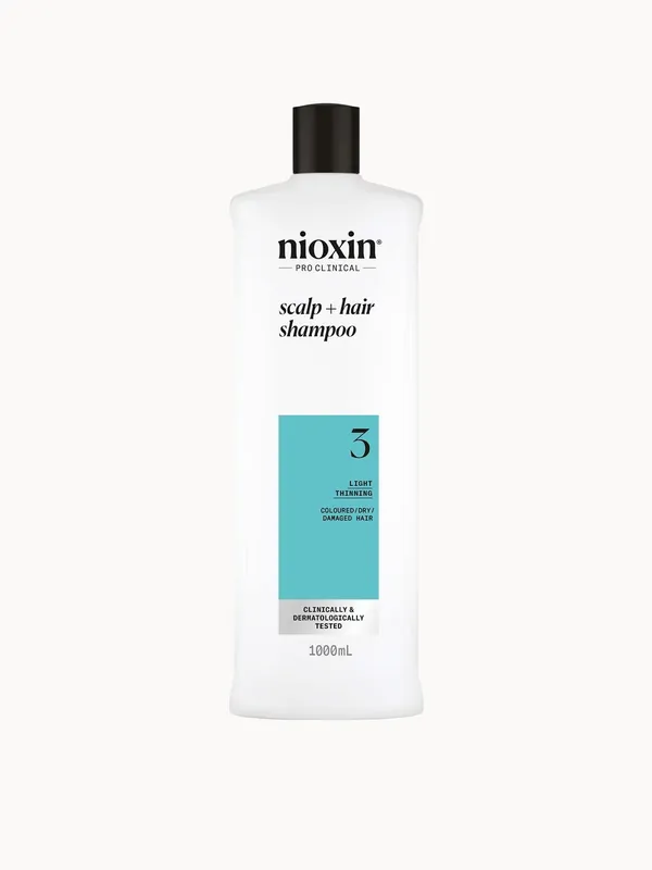 NIOXIN Scalp and Hair Thickening System 3 Shampoo for Coloured Dry and Damaged Hair with Light Thinning 1L