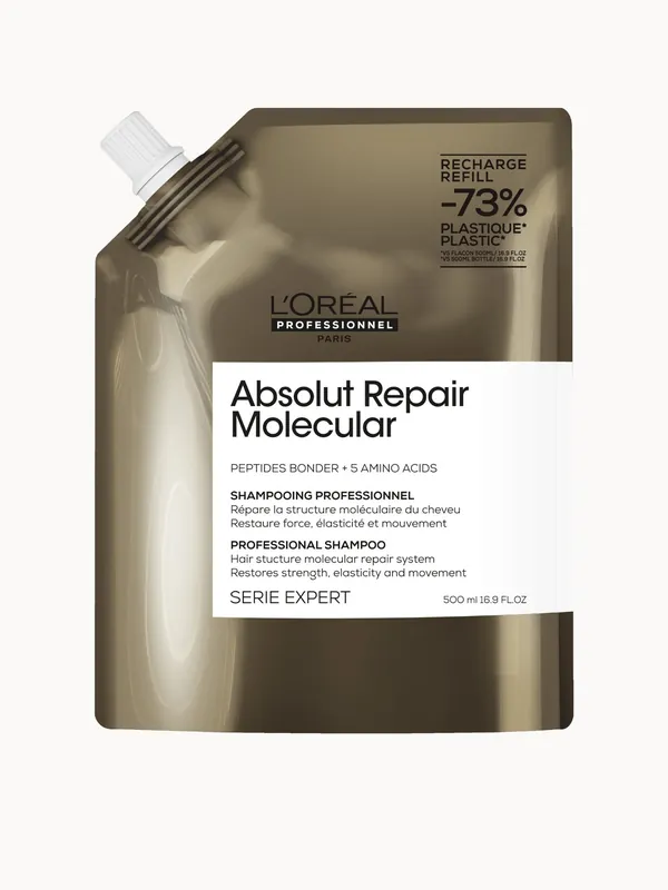 L'Oréal Professionnel Absolut Repair Molecular Shampoo Refill Pack 500ml for Damaged Hair