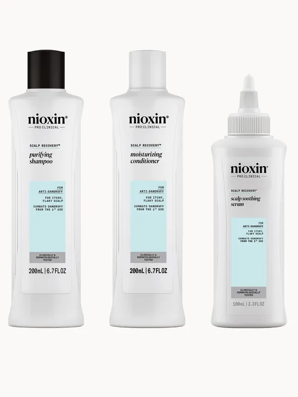 NIOXIN Scalp Recovery System for Anti-Dandruff & Itchy Scalp Relief - Includes Shampoo, Conditioner and Serum