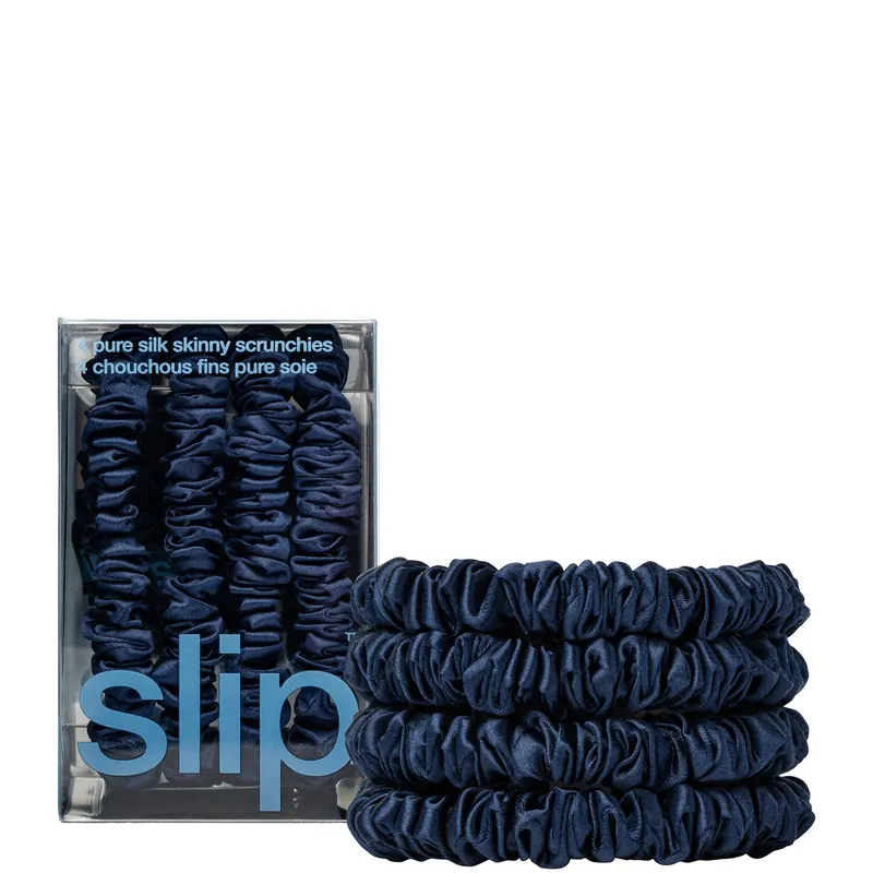 slip pure silk skinny scrunchies - navy