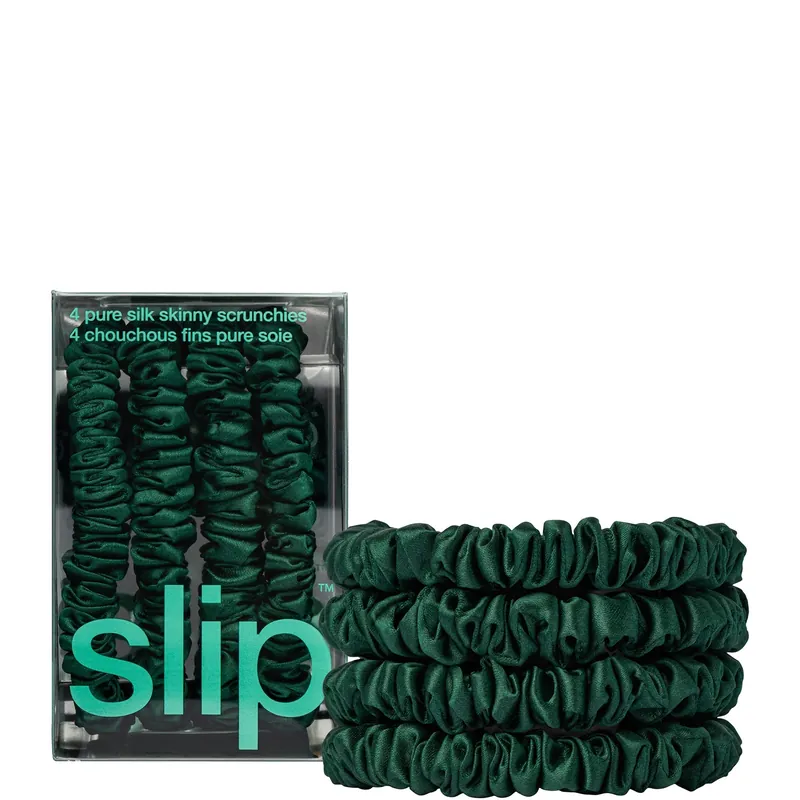 slip pure silk skinny scrunchies - forest