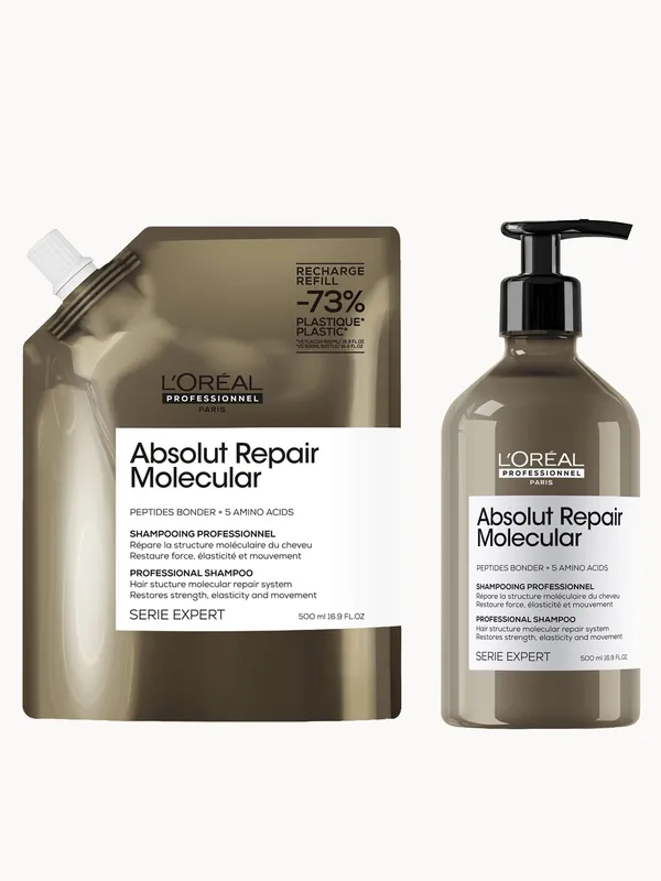 L’Oréal Professionnel Absolut Repair Molecular Shampoo 500ml and Refill Pack 500ml for damaged hair - L'Oréal Professionnel