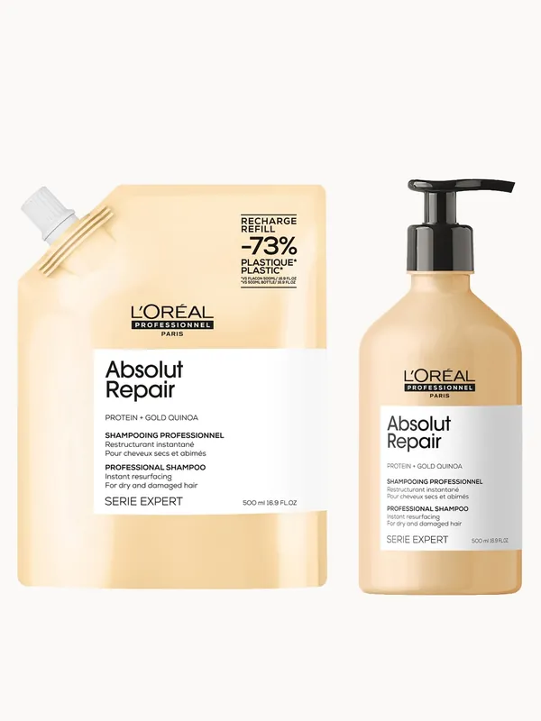 L’Oréal Professionnel Absolut Repair Shampoo 500ml and Refill Pack 500ml for dry & damaged hair - L'Oréal Professionnel
