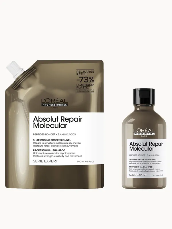 L’Oréal Professionnel Absolut Repair Molecular Shampoo 300ml and Refill Pack 500ml for damaged hair - L'Oréal Professionnel