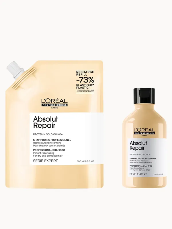 L’Oréal Professionnel Absolut Repair Shampoo 300ml and Refill Pack 500ml for dry & damaged hair - L'Oréal Professionnel