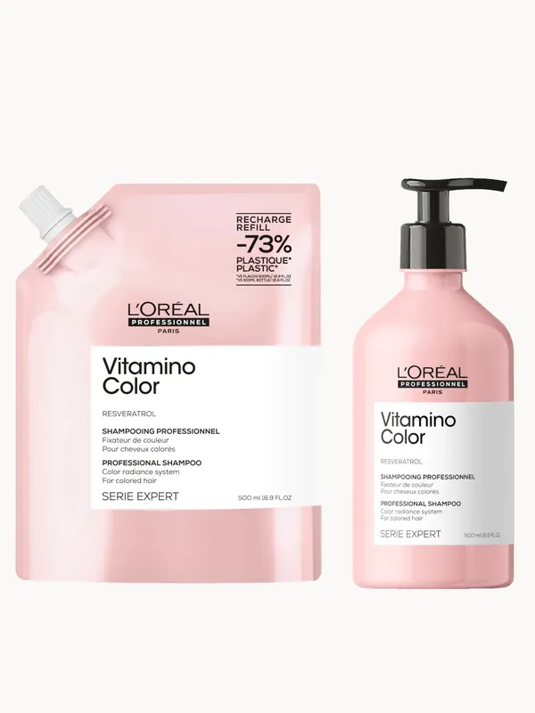 L’Oréal Professionnel Vitamino Color Shampoo 500ml and Refill Pack 500ml for coloured hair - L'Oréal Professionnel
