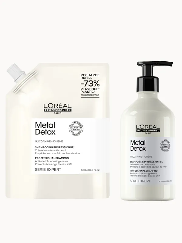 L’Oréal Professionnel Metal Detox Shampoo 500ml and Refill Pack 500ml for breakage & colour protection - Estée Lauder