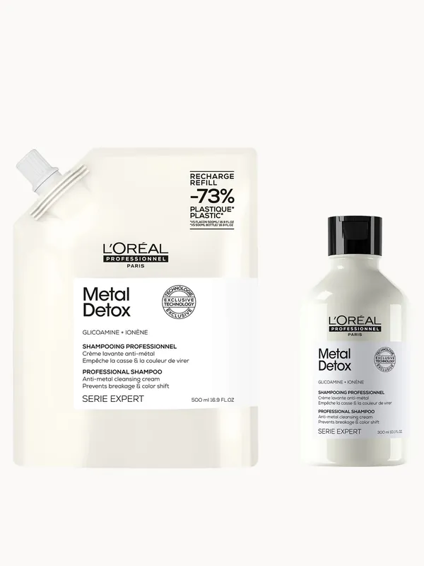 L’Oréal Professionnel Metal Detox Shampoo 300ml and Refill Pack 500ml for breakage & colour protection - L'Oréal Professionnel