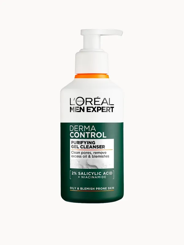 L'Oréal Men Expert Derma Control Purifying Cleansing Gel with 2% Salicylic acid + Niacinamide 260ml - L'Oréal Paris Men Expert