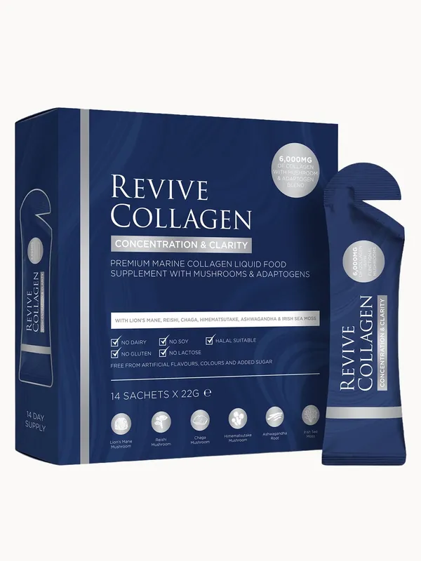 Revive Collagen Concentration & Clarity Functional Mushroom and Adaptogen Blend with 6000mg Marine Collagen 14 x 22g - CeraVe