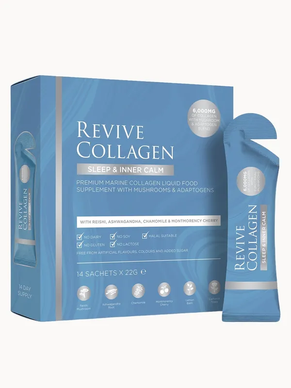 Revive Collagen Sleep & Inner Calm Functional Mushroom and Adaptogen Blend with 6000mg Marine Collagen 14 x 22g